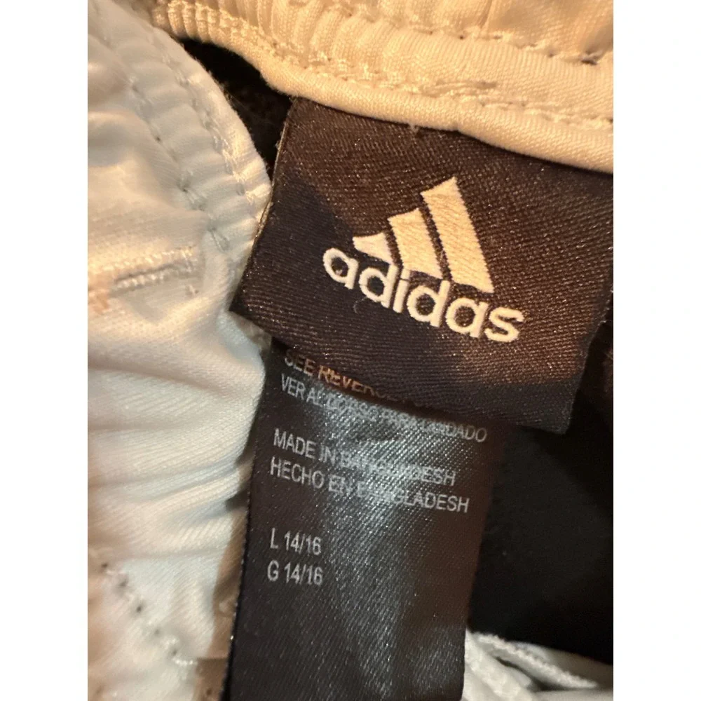 Adidas Climawarm Track Pants Unisex L 14/16 Black White 3-Stripe Fleece Lined